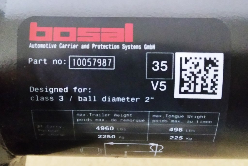1 Bosal 견인 히치 키트 Tesla 모델 X 1027581-00-F